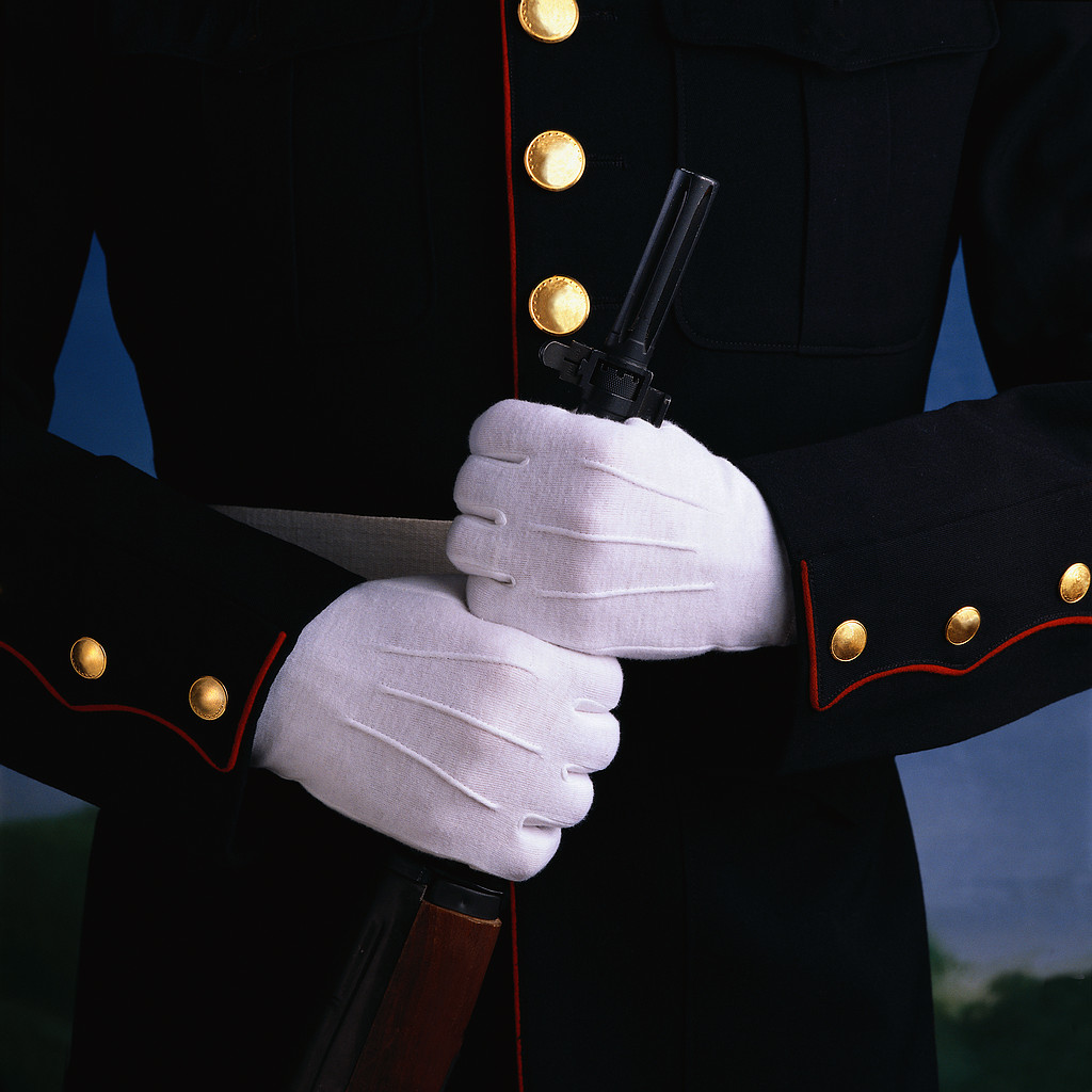 Military Officer Wearing White Gloves